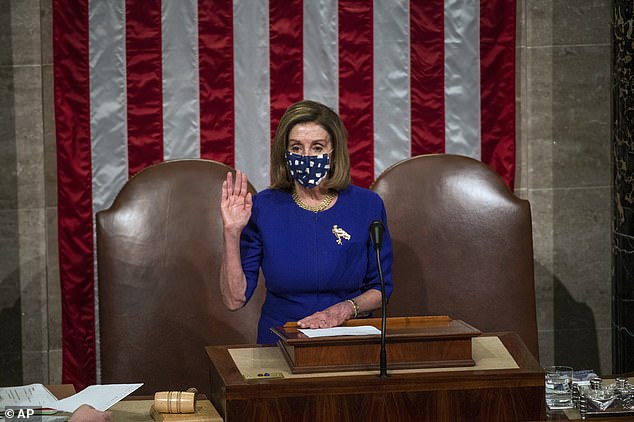 Speaker of the House Nancy Pelosi, D-Calif., presides over the House Chamber after they reconvened