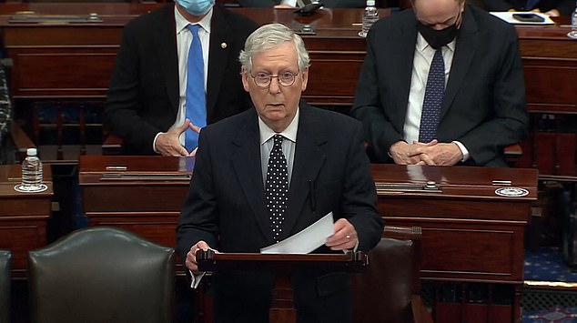 McConnell ridiculed President Donald Trump's claims of widespread voter fraud in a five-minute speech which will be one of his last as majority leader ¿ and which he said was about the most important vote of his career