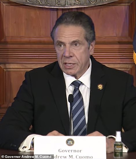 De Blasio has called for more flexibility and Cuomo has argued that guidelines need to be followed strictly. Pictured: Cuomo at a press conference on Wednesday