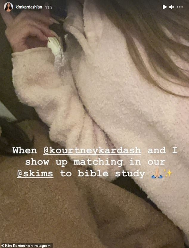 As well as working on overhauling her lifestyle, Kim is also keeping in touch with her spiritual side, as she joined sister Kourtney, 41, for bible study on Thursday night