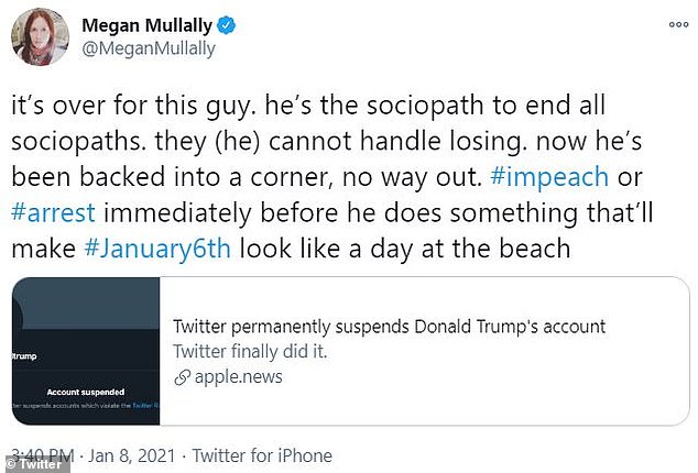 Good news: Megan Mullally, who has more than 316,300 Twitter followers, wrote that Trump is the the sociopath to end all sociopaths'