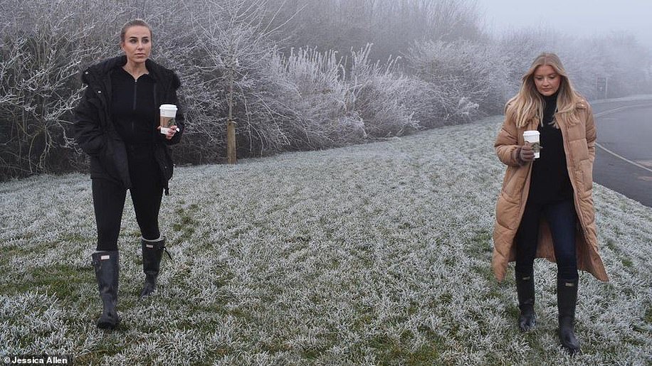 Jessica Allen (left) and Eliza Moore were stopped by officers from Derbyshire Police while they were enjoying a socially distanced walk at a Derbyshire beauty spot