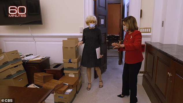 Nancy Pelosi, in a 60 Minutes interview on Sunday, showed Stahl the destruction in her office