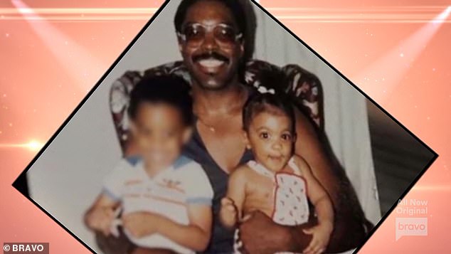 Gone too soon: The 40-year-old reality star reflected on the divorce of her parents on the latest episode of the Real Housewives Of Atlanta which aired on Sunday night, as she is seen in a throwback image with her father