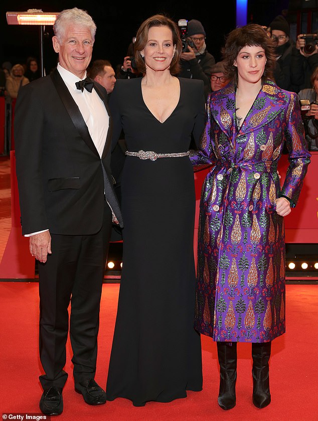 Sticking together: The actress is seen with her husband Jim and their daughter Charlotte at the 70th Berlinale International Film Festival Berlin in 2020; Weaver and Simpson have been married since 1984