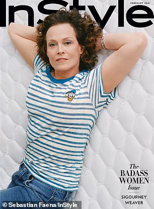 Dressing down: In striped T-shirt and blue jeans on the cover of the upcoming Feburary issue of InStyle