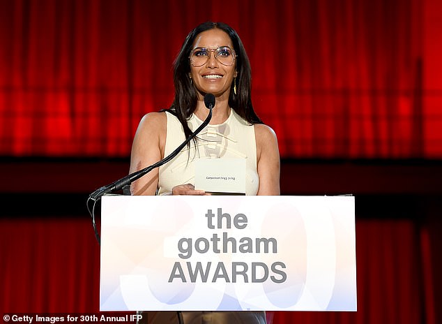 Padma: Padma Lakshmi takes the stage next to present the award for Best Documentary, which she calls 'the stories of our time'
