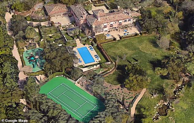 Neighborhood: Rob said he lives 'about a mile away' from Harry and Meghan's Montecito home (pictured). The couple also count Oprah and Ellen DeGeneres and neighbors