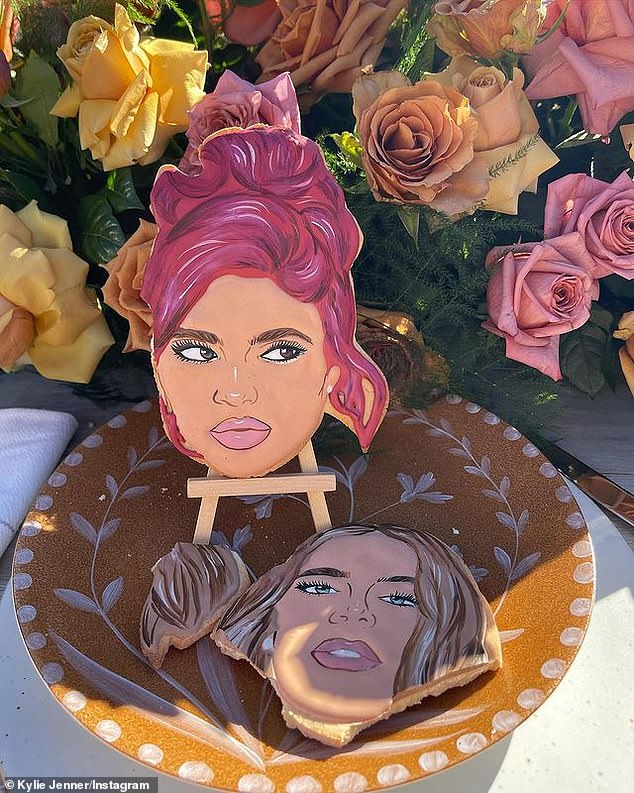 Lifelike: She posted a photo of her look-a-like cookie next to Khloe's which had been partially devoured