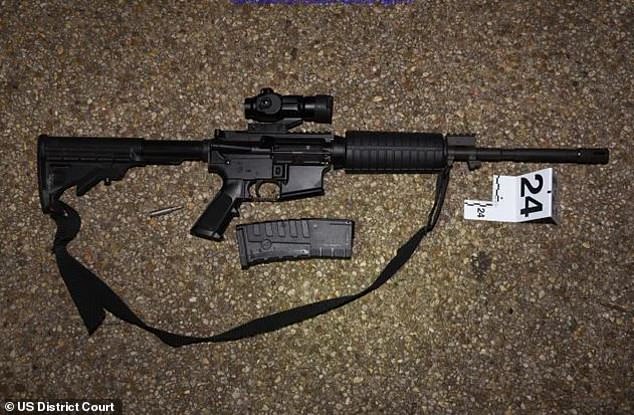 The same weapon is seen laid out on in an evidence photo later taken by investigators
