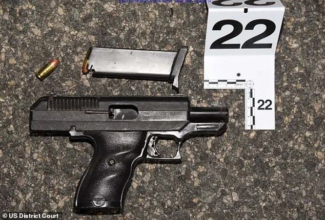 A handgun allegedly found in Coffamn's possession is pictured. He has  been charged with one count of carrying a pistol without a license under D.C. law, which carries a maximum prison term of up to five years