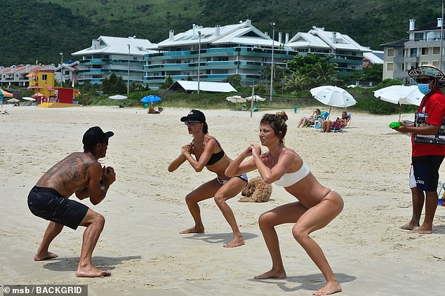 Fitness enthusiasts: They made time to sweat while enjoying a beach day