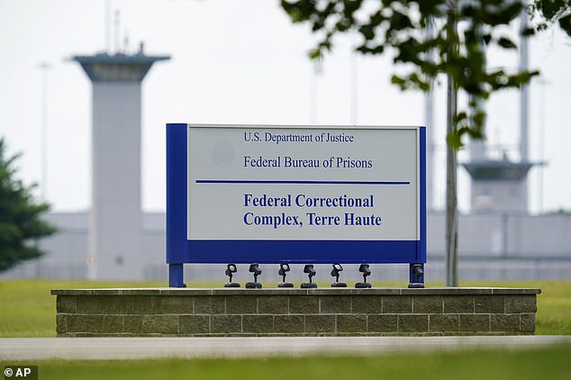 Montgomery faced execution Tuesday at the Federal Correctional Complex in Terre Haute, (pictured) Indiana , just eight days before President-elect Joe Biden , an opponent of the federal death penalty, takes office