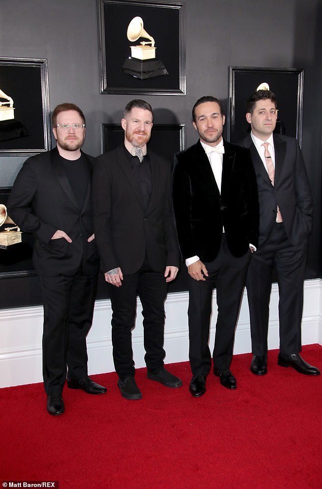 Fall Out Boy (L-R) Patrick Stump, Andy Hurley, Wentz and Joe Trohman were snapped in LA at the Grammys in 2019