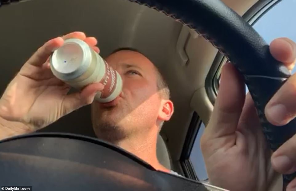 Concerning: DailyMail.com also obtained concerning videos on Wednesday showing Hammer looking 'out of it', cracking open a beer while driving and licking white crystals off his friend's hand