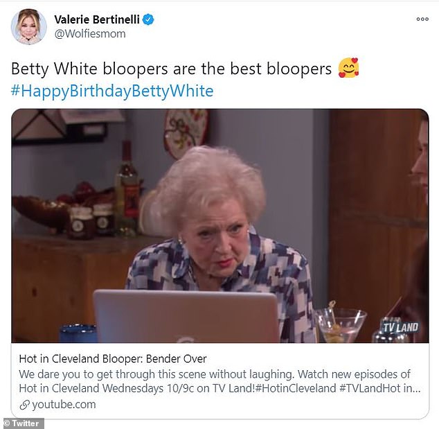 Having a laugh: Valerie Bertinelli, who starred with Betty on Hot In Cleveland, shared some hilarious outtakes from the series