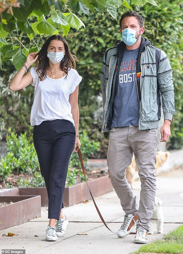 'Ben is no longer dating Ana,' a source told People . 'She broke it off. Their relationship was complicated. Ana doesn't want to be Los Angeles based and Ben obviously has to since his kids live in Los Angeles.' The couple are seen here in July 2020