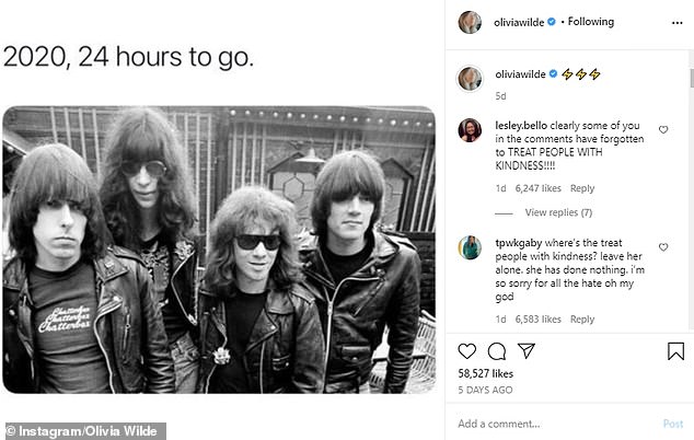 Light-hearted: The filmmaker took to Instagram earlier this month with a funny New Year meme of rock band Ramones
