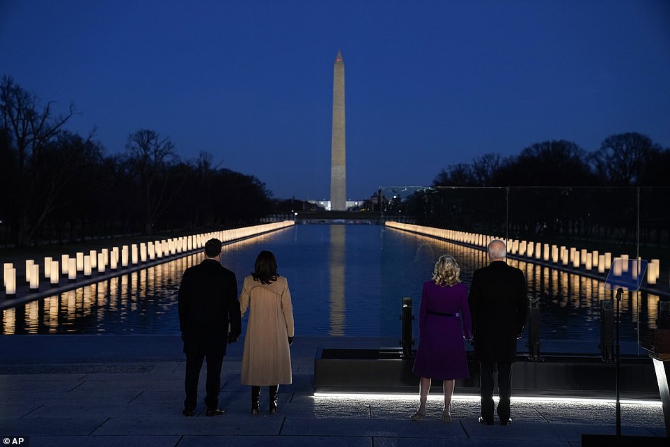 400 lights around the Reflecting Pool were illuminated to pay tribute to the 400,000-plus Americans who have now lost their lives to COVID-19