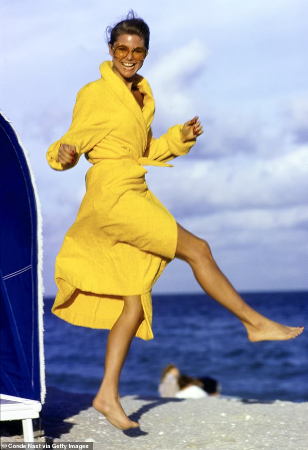 Breakout star: Brinkley gained worldwide fame with her appearances in the Sports Illustrated Swimsuit Issues, beginning in the late 1970s; she is pictured during a photoshoot in April 1977