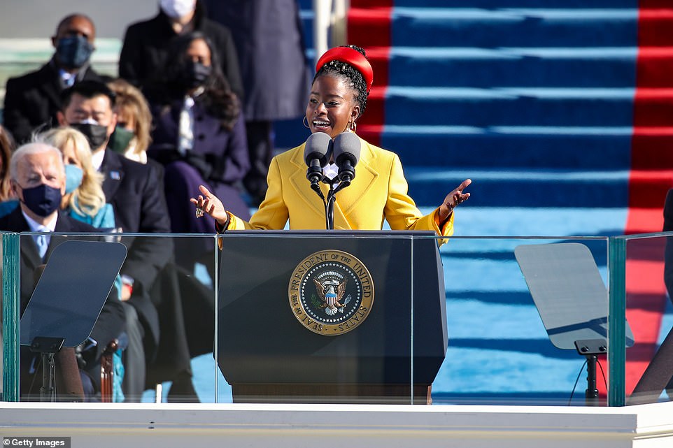 Youth Poet Laureate Amanda Gorman speaks at the inauguration after Biden's speech to the nation