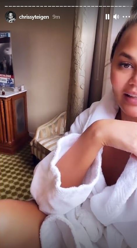 In a follow-up Instagram story, Teigen later showed more scenes out of the window while sitting in a dressing gown