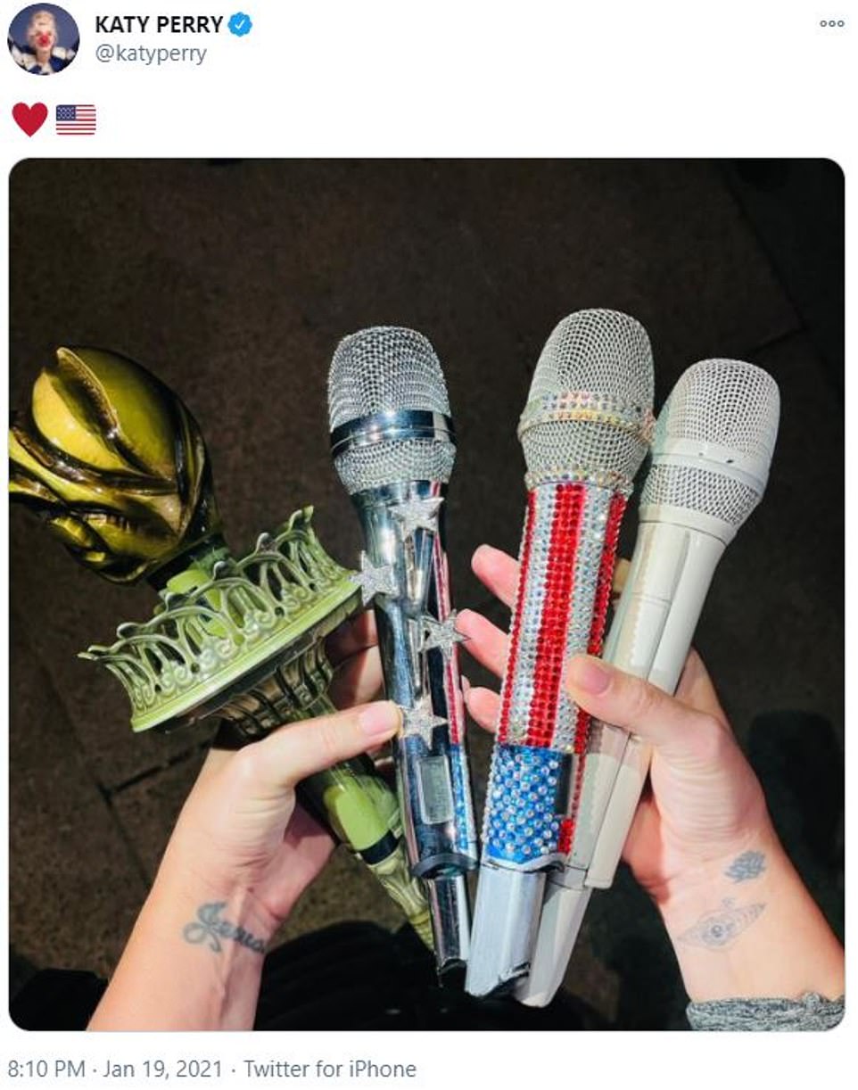 Katy Perry and Orlando Bloom were spotted Tuesday night in DC ahead of the event where Perry will perform. The pop star tweeted a photo of some patriotic microphones