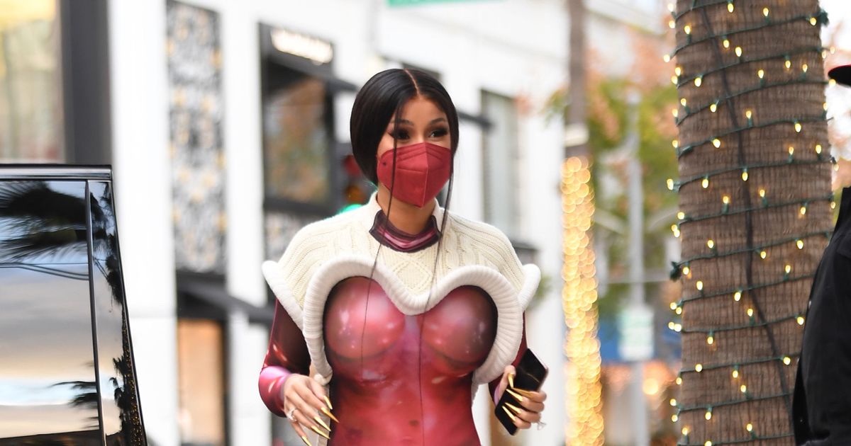 Cardi B demands attention in outrageously sheer dress on low-key outing