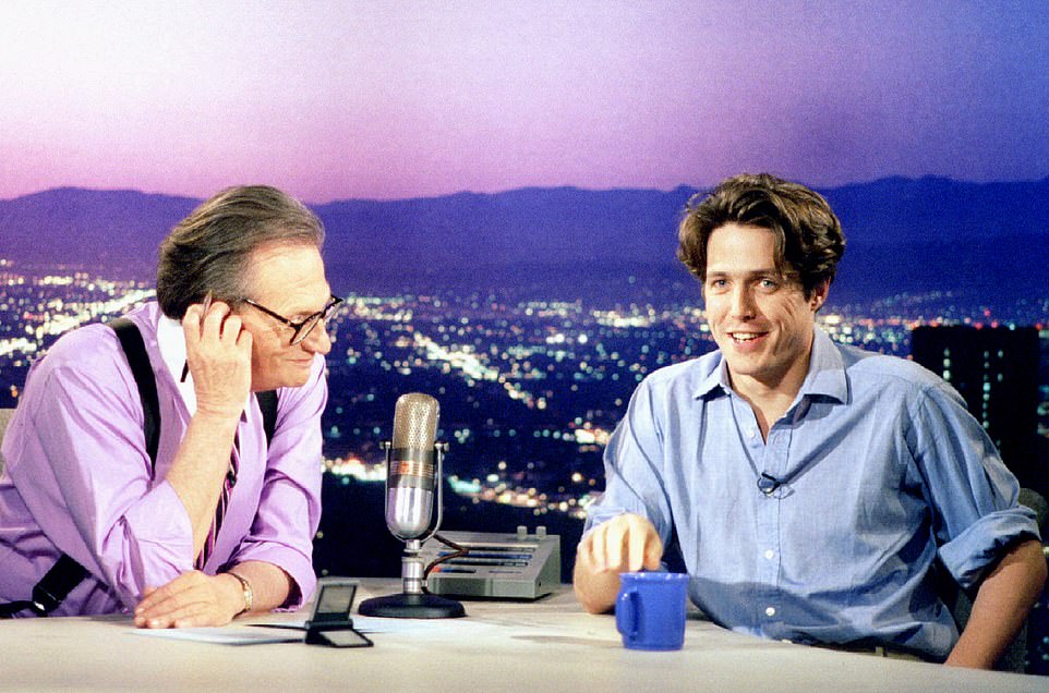 British movie star Hugh Grant appears with Larry King to admit and apologize for being disloyal to his girlfriend, Elizabeth Hurley, when he had a sexual encounter with a prostitute