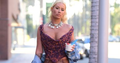 Iggy Azalea Channels ‘I Dream Of Jeannie’ With Purple Crop Top & Matching Skirt — See Pic