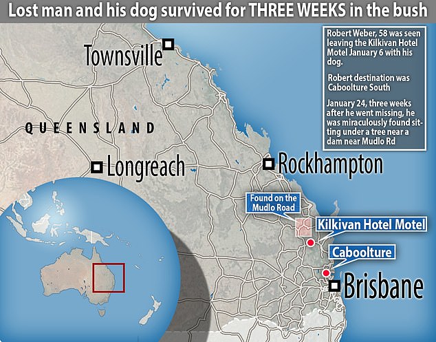 Mr Weber was last seen leaving a hotel in Kilkvian, Queensland, eastern Australia