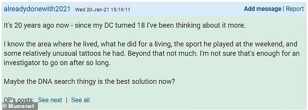 Posting on Mumsnet, the mother explained her son hasn't spoken about his father in years but she knows it could change in the future
