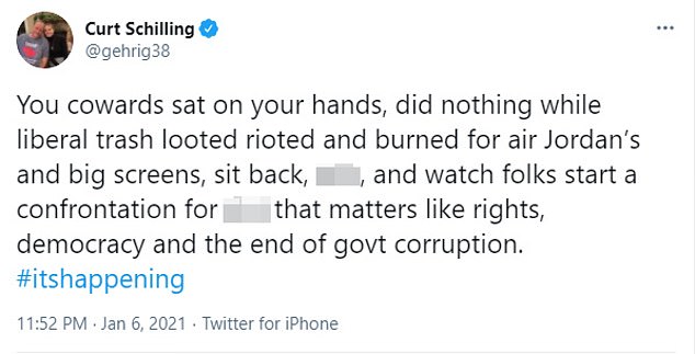 Schilling recently voiced his support for the rioters who stormed the US Capitol on January 6