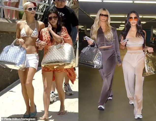 Sage advice: It was none other than Paris' former assistant Kim Kardashian who taught her about the IFV process since 'I didn't even know anything about it' (pictured in 2006 and 2020)