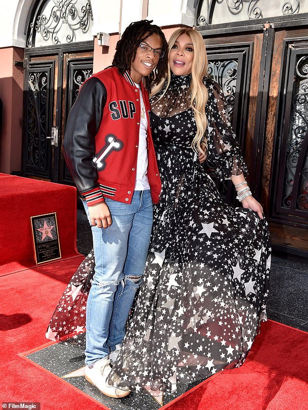 A good mom: Wendy and son Kevin Hunter Jr. attend the ceremony honoring Williams with Star on the Hollywood Walk of Fame in 2019