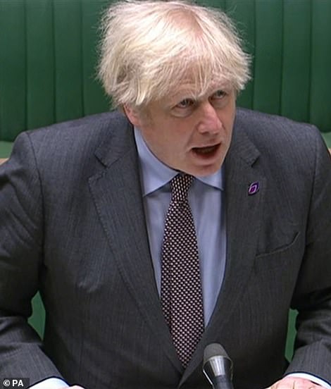 Boris Johnson (pictured) will impose Australian-style quarantine scheme, which is being introduced following concerns about new Covid variants