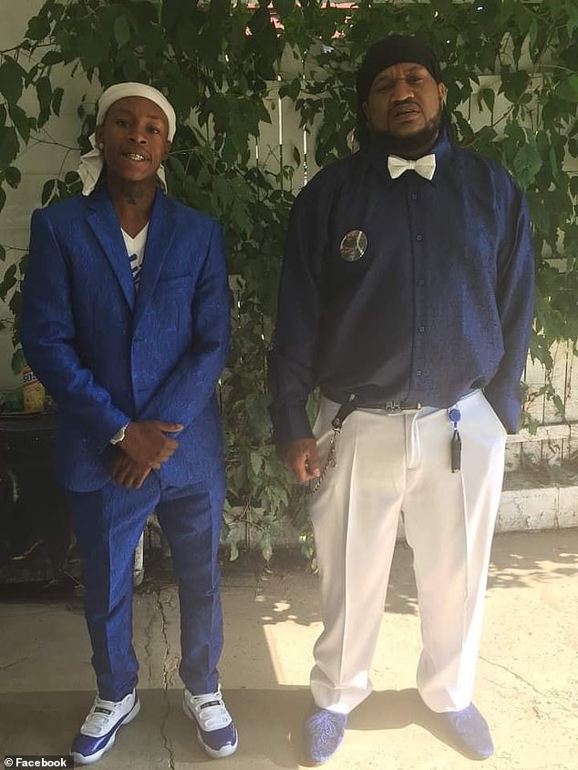 Elijah Childs, 18, (left) and Raymond Childs, 42, (right) were among the six victims shot dead at their Indianapolis home on Sunday. The 17-year-old suspect in the shooting is believed to be Raymond's son and Elijah's brother. A police report suggests the suspect launched his rampage after Raymond reprimanded him for leaving the house without permission