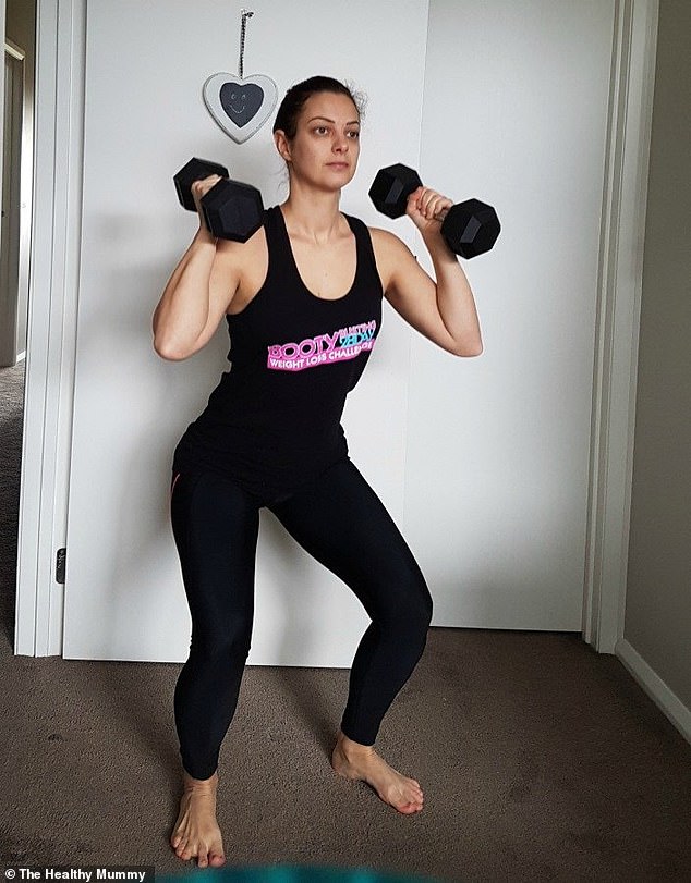 Julia (pictured working out) said some of her favourite exercises include compound movements like squats and lunges