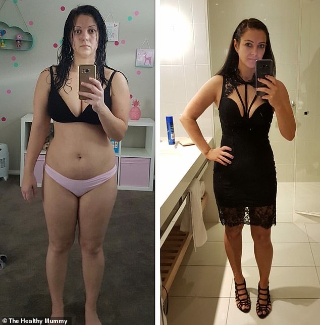 Now, Julia urges women to stop comparing themselves and focus on their own journeys as 'any progress is amazing' (pictured before and after)