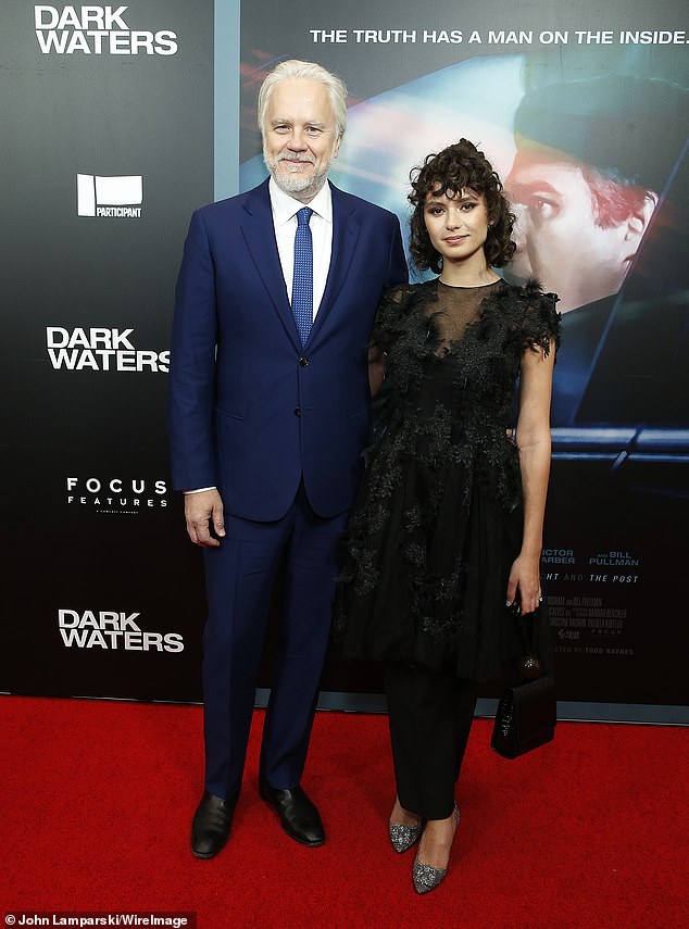 Wedding bling: By November 2019, the brunette beauty could be seen wearing a diamond sparkler on her ring finger while posing next to the Castle Rock actor at the Dark Waters premiere