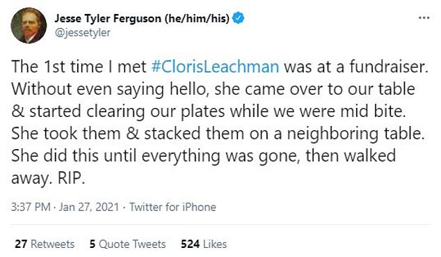Made an impact: Recalling his first meeting with Leachman, Jesse Tyler Ferguson aimed to display the actress' genuine kindness and the respect she displayed towards her peers