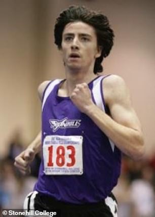 He was a sports star at high school and college, whose site says he was 'one of the most decorated runners in the rich history of the cross country and track & field programs'
