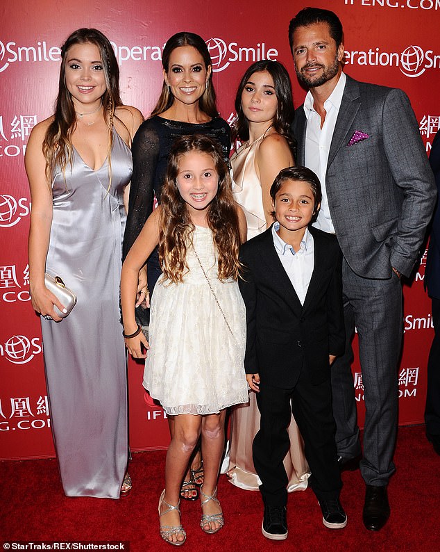 Family first: Burke Charvet with ex David Charvet as well as her four kids Shaya, Neriah, Heaven and Sierra at Operation Smile Hosts Gala in 2016