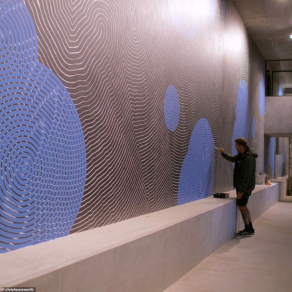 Fancy! The 50-metre rooftop infinity pool alone is estimated to have cost at least $400,000, an enormous indoor mural (pictured) could be worth as much as $100,000 and the landscaping bill would reach $500,000