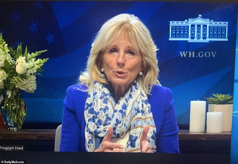 Jill Biden also spoke with military children on a zoom call earlier Friday