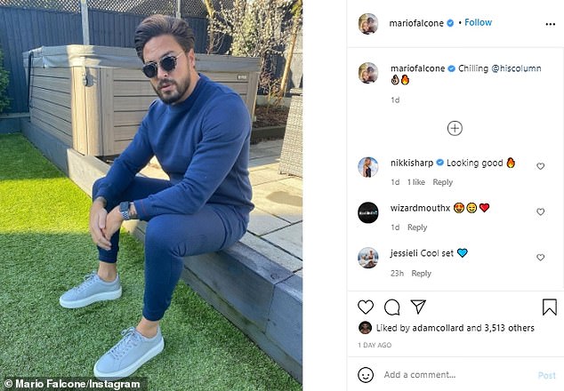 'Chilling': This week Mario shared an image to his 1.2million Instagram followers that showed him sitting in his Essex garden despite being spotted in Dubai at the same time