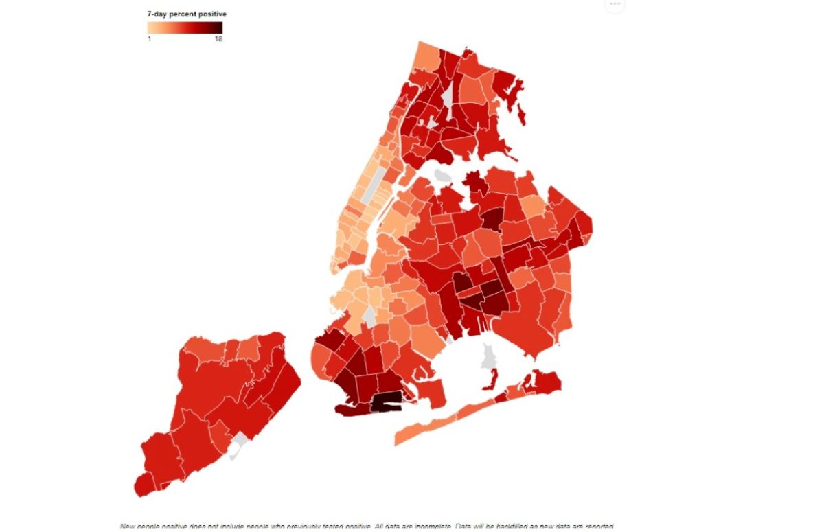 Alarm: 67 deaths per day; 54 New York neighborhoods have COVID-19 infection rates above 10%