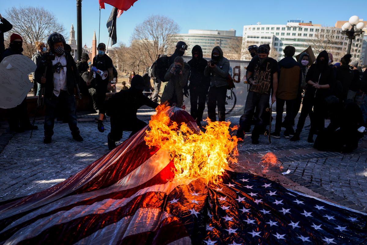 Antifa rises up against Biden Administration: Democratic Party headquarters vandalized in Portland and US flags burned in Colorado