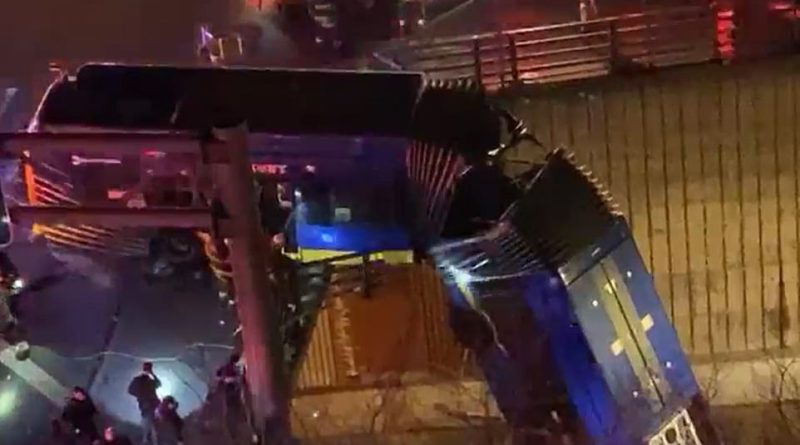 At least eight hospitalized as New York City bus falls off overpass