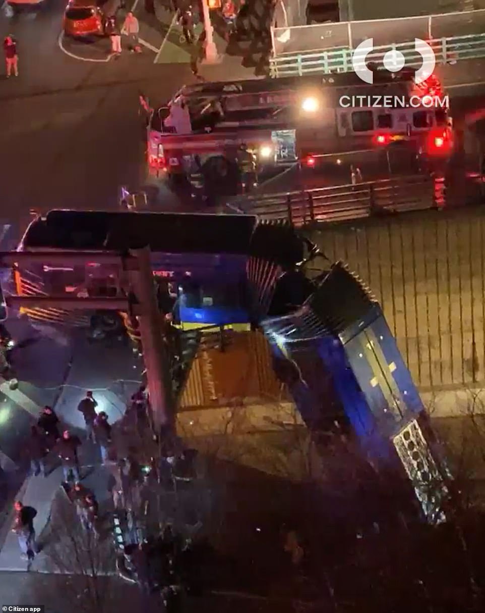 Eight people have been hospitalized after a tandem MTA bus veered off the road and plunged over an overpass in the Bronx